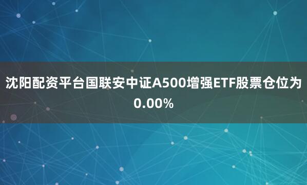 沈阳配资平台国联安中证A500增强ETF股票仓位为0.00%